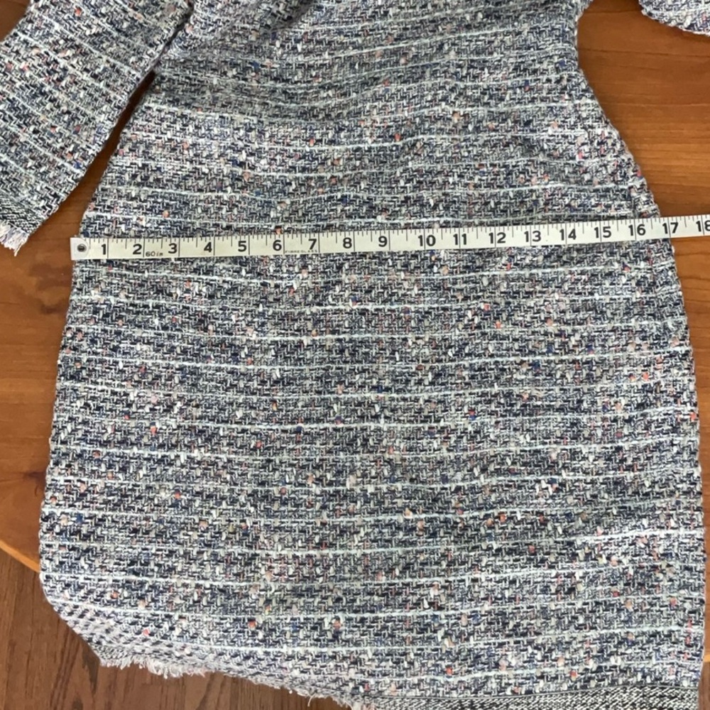 J. Crew 3/4 Sleeve Tweed Dress - Blue and White - Picture 13 of 14